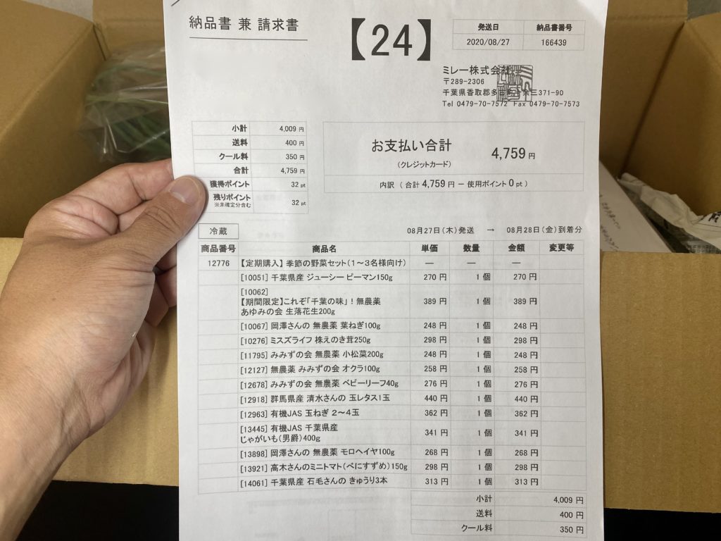 無農薬野菜のミレーのお試しセット