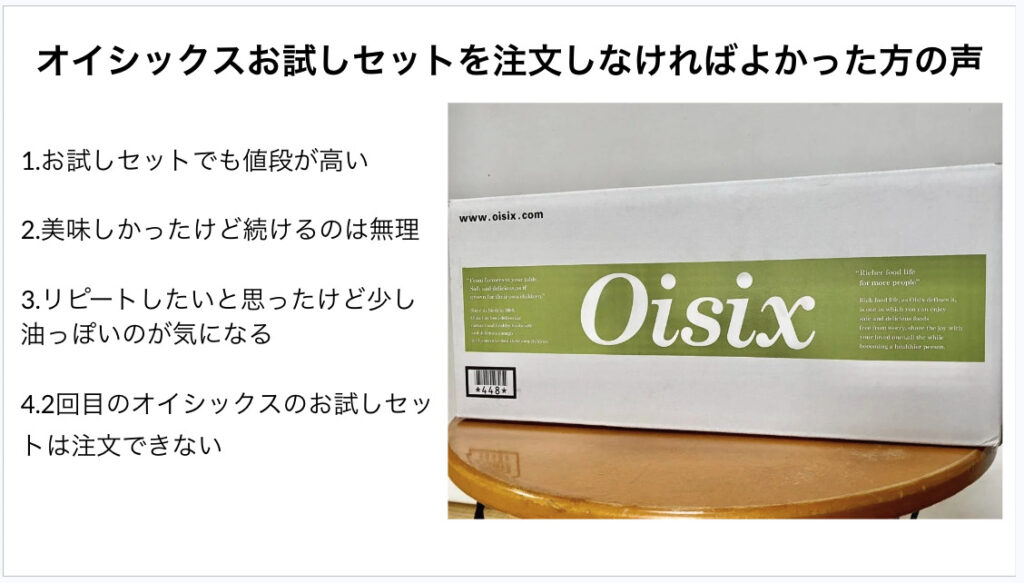 オイシックスお試しセットを注文しなければよかった方の声