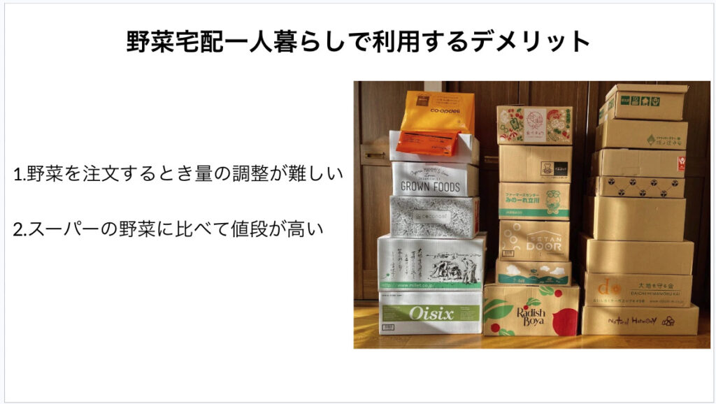 一人暮らしで野菜宅配を利用するデメリット